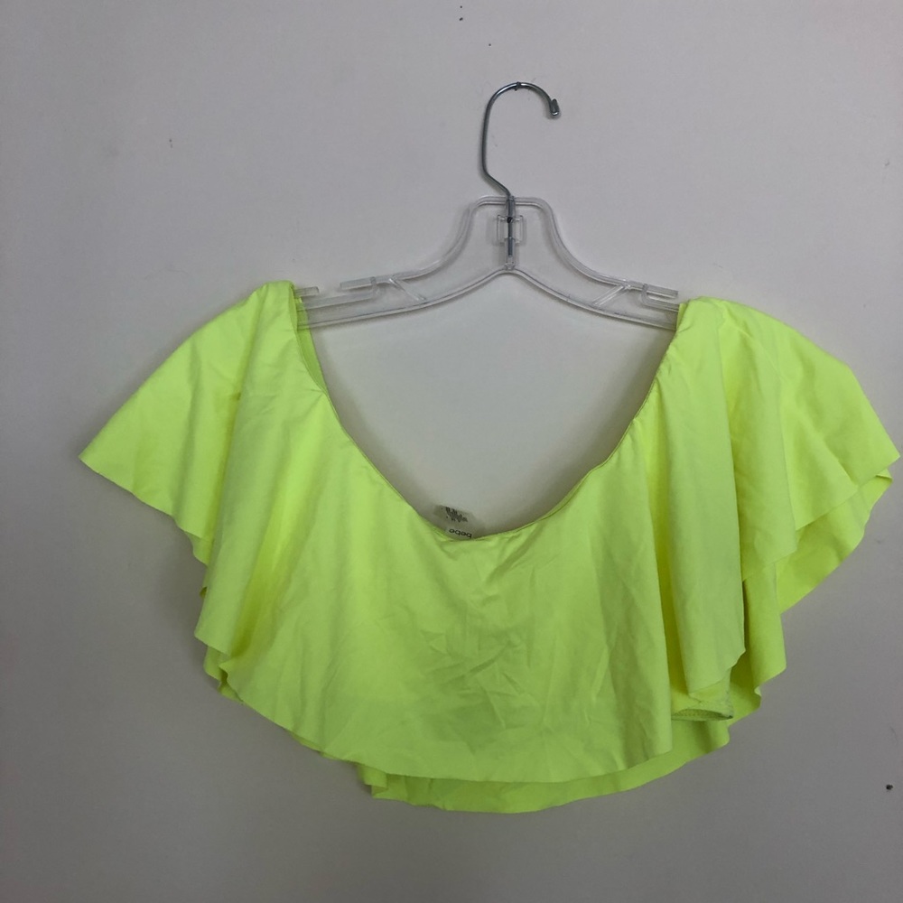 Neon Yellow Rhinestone BeBe Swim Top - Picture 4 of 4
